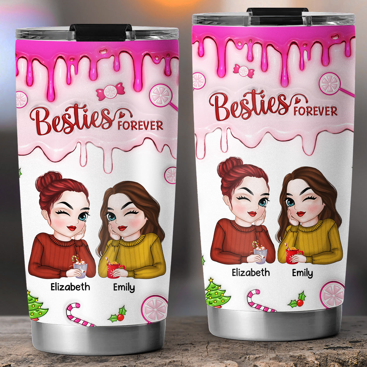 Sisters Forever - Personalized Custom 3D Inflated Effect Tumbler