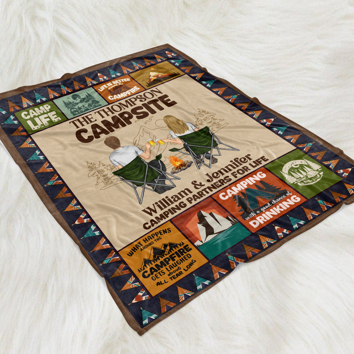 Our Campsite - Personalized Custom Fleece Blanket
