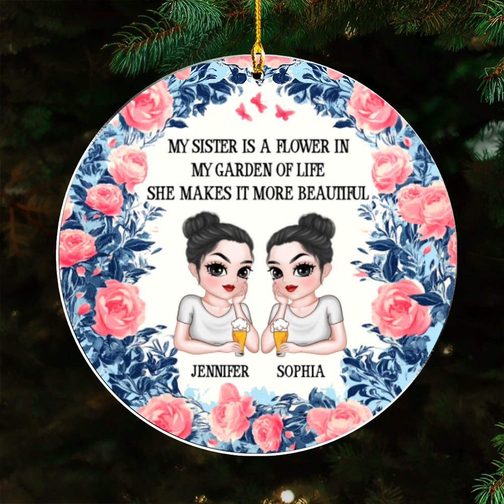 Sister Lights Up Life - Personalized Custom Acrylic Ornament