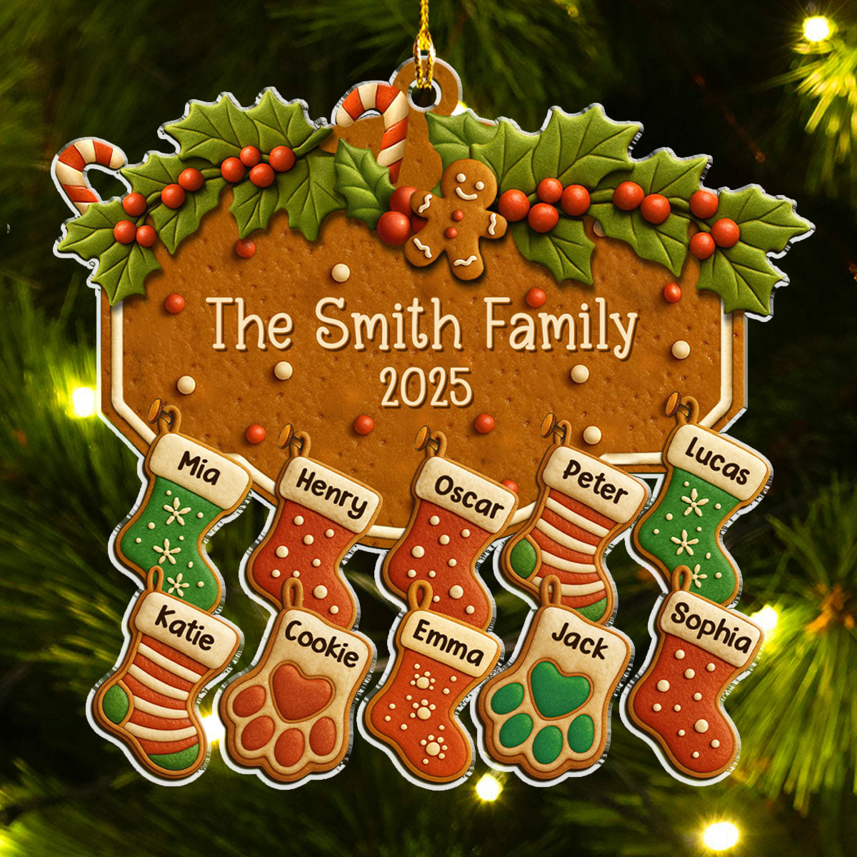 Family With Pet Cookies - Personalized Custom Acrylic Ornament