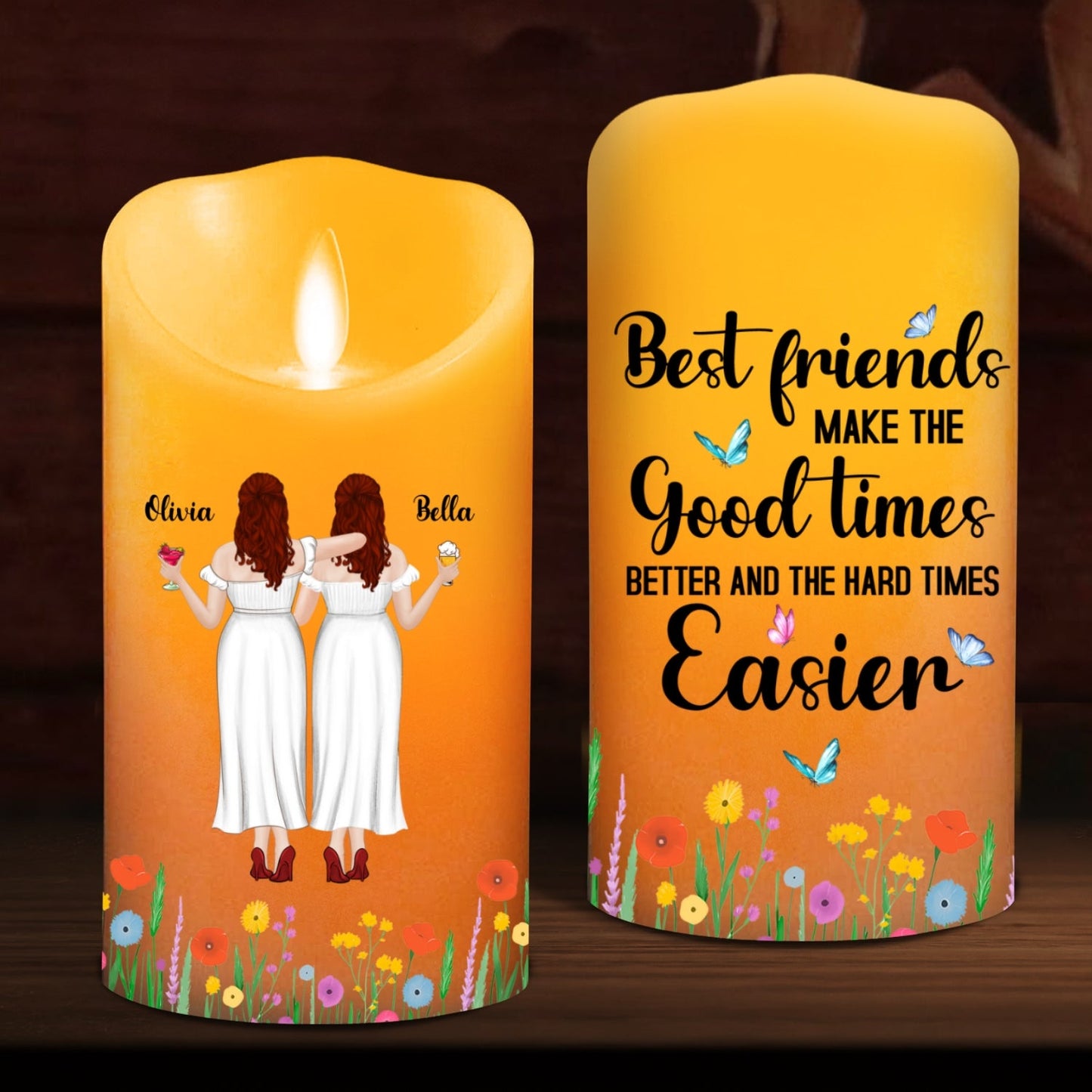 Good Times Better With Friends - Personalized Custom LED Candle