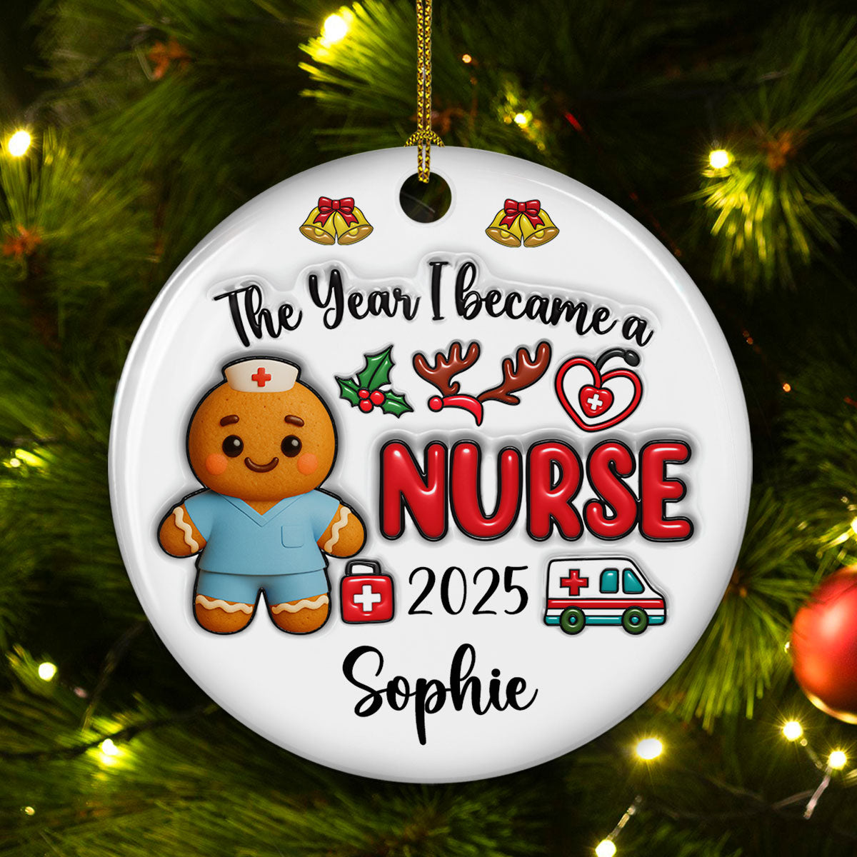 The Year I Became A Nurse - Personalized Custom 3D Inflated Effect Ceramic Ornament