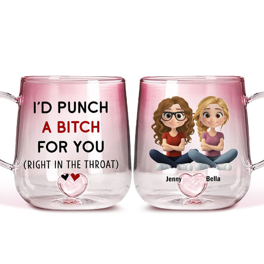 I Would Punch For You - Personalized Custom Pink Gradient Glass Mug