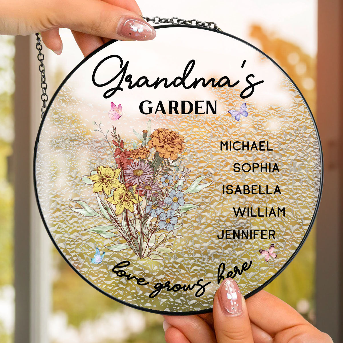 Floral Garden - Personalized Custom Window Hanging Suncatcher