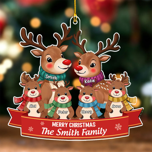 Reindeer Family - Personalized Custom Acrylic Ornament