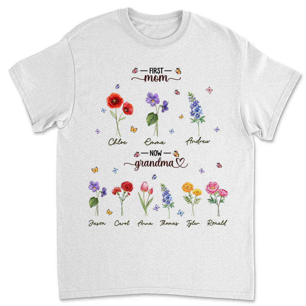 First Mom Now Grandma - Personalized Custom Shirt