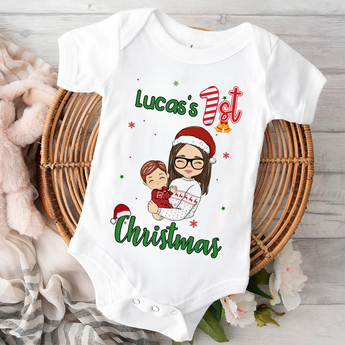 Baby First Christmas - Personalized Custom Baby Onesie