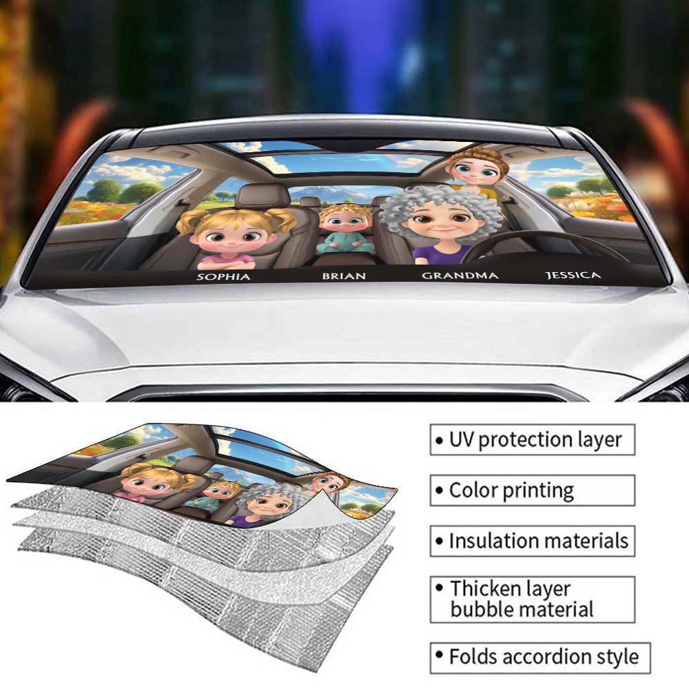 Life Is Better With Grandkids - Personalized Car Sunshade