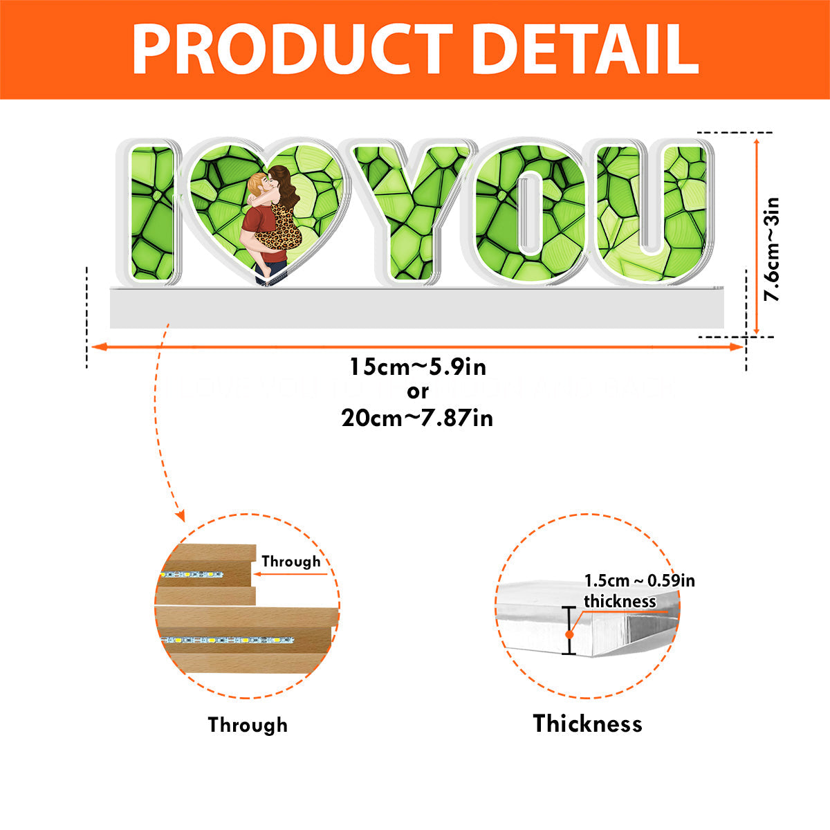 I Love You To The Moon And Back - Personalized Custom Acrylic 3D LED Night Light