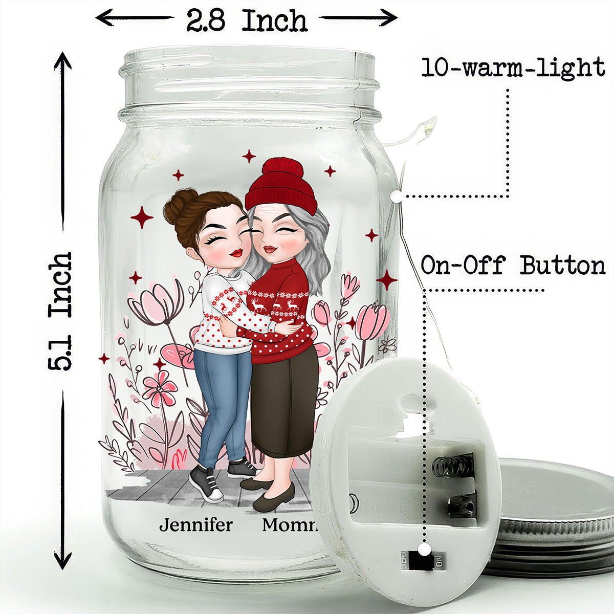 To My Daughter Version 2 - Personalized Custom Mason Jar Light