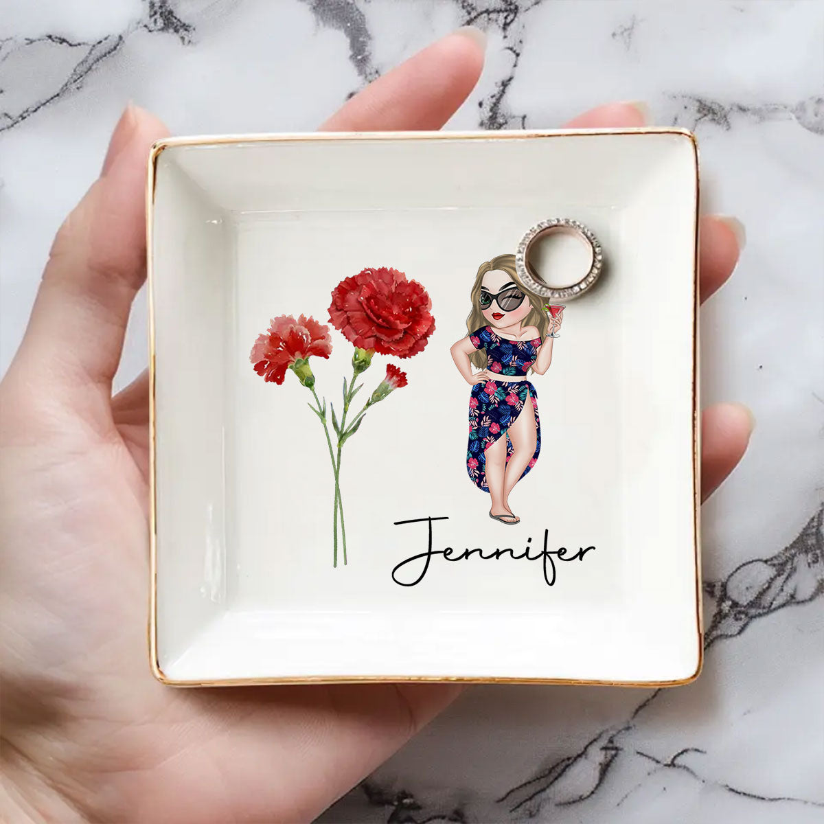 Friends Are Flowers - Personalized Custom Jewelry Dish
