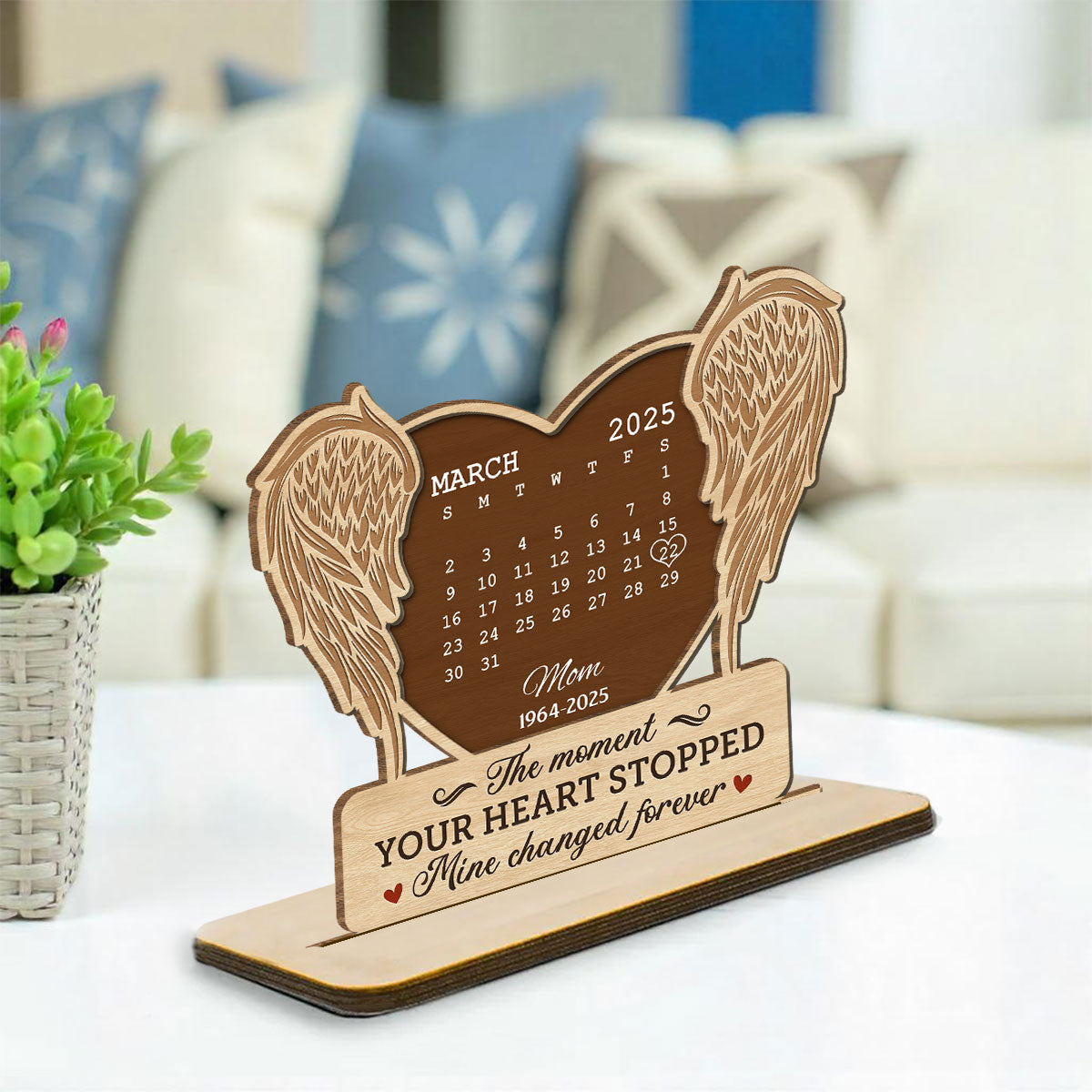 The Moment - Personalized Custom 2-Layer Wood Plaque With Flat Base