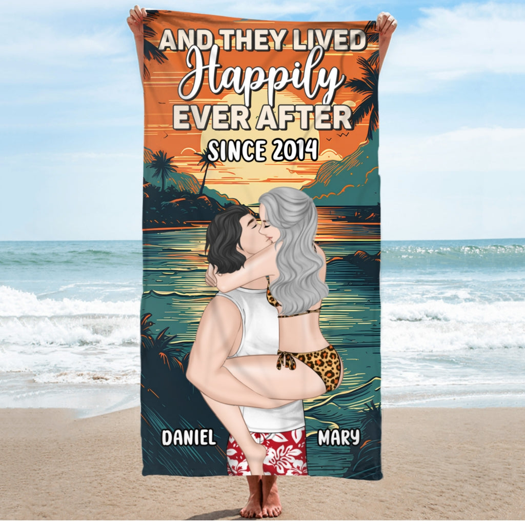 And They Lived Happily Ever After - Personalized Custom Beach Towel