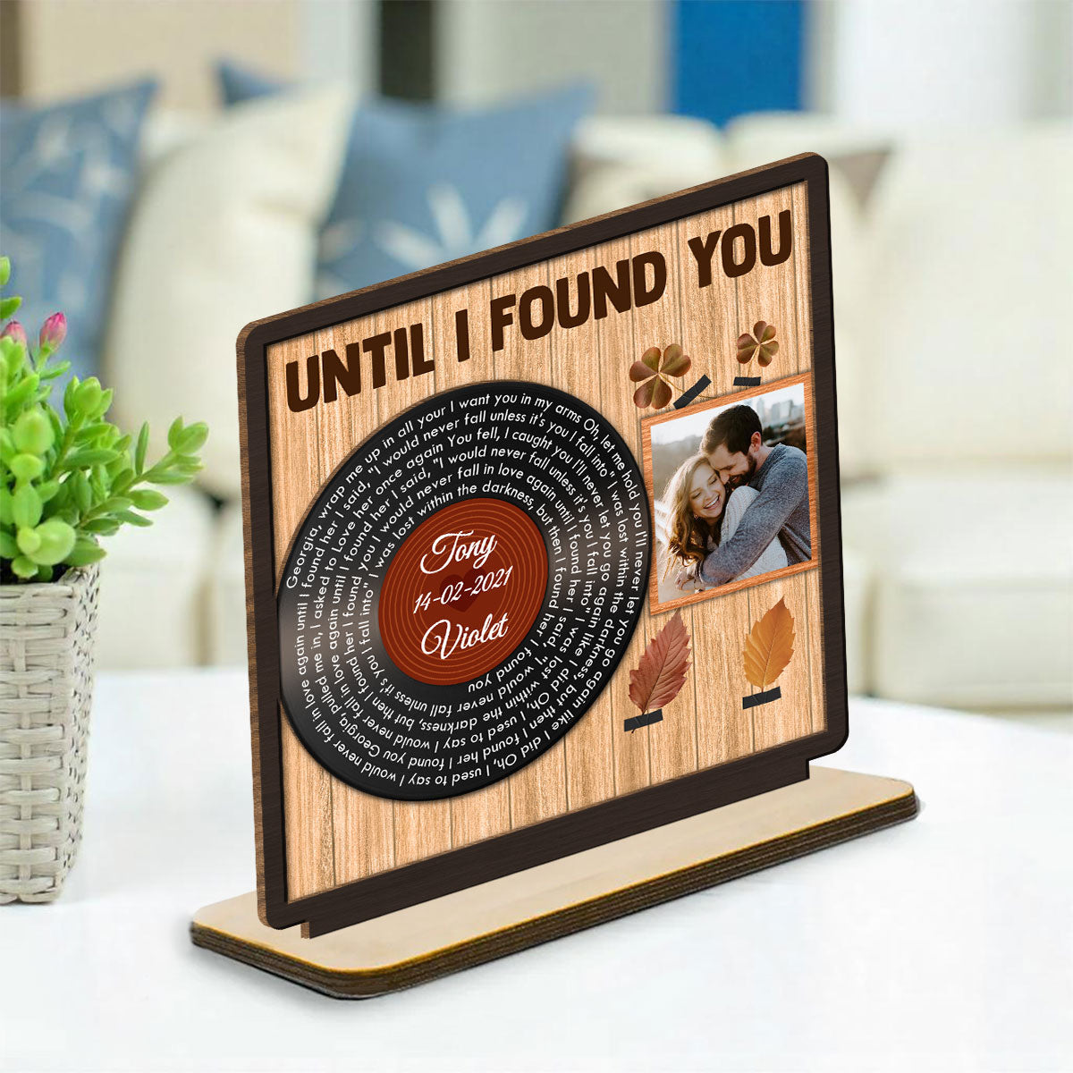 Endless Love Song Keepsake - Personalized Custom 2-Layer Wood Plaque With Flat Base