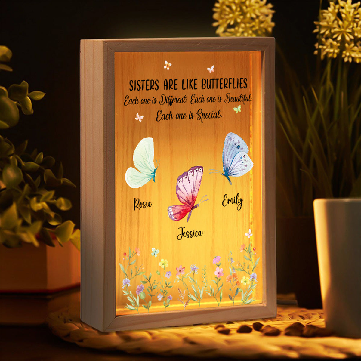 Sisters Shine Like Butterfly - Personalized Custom Frame Light Box
