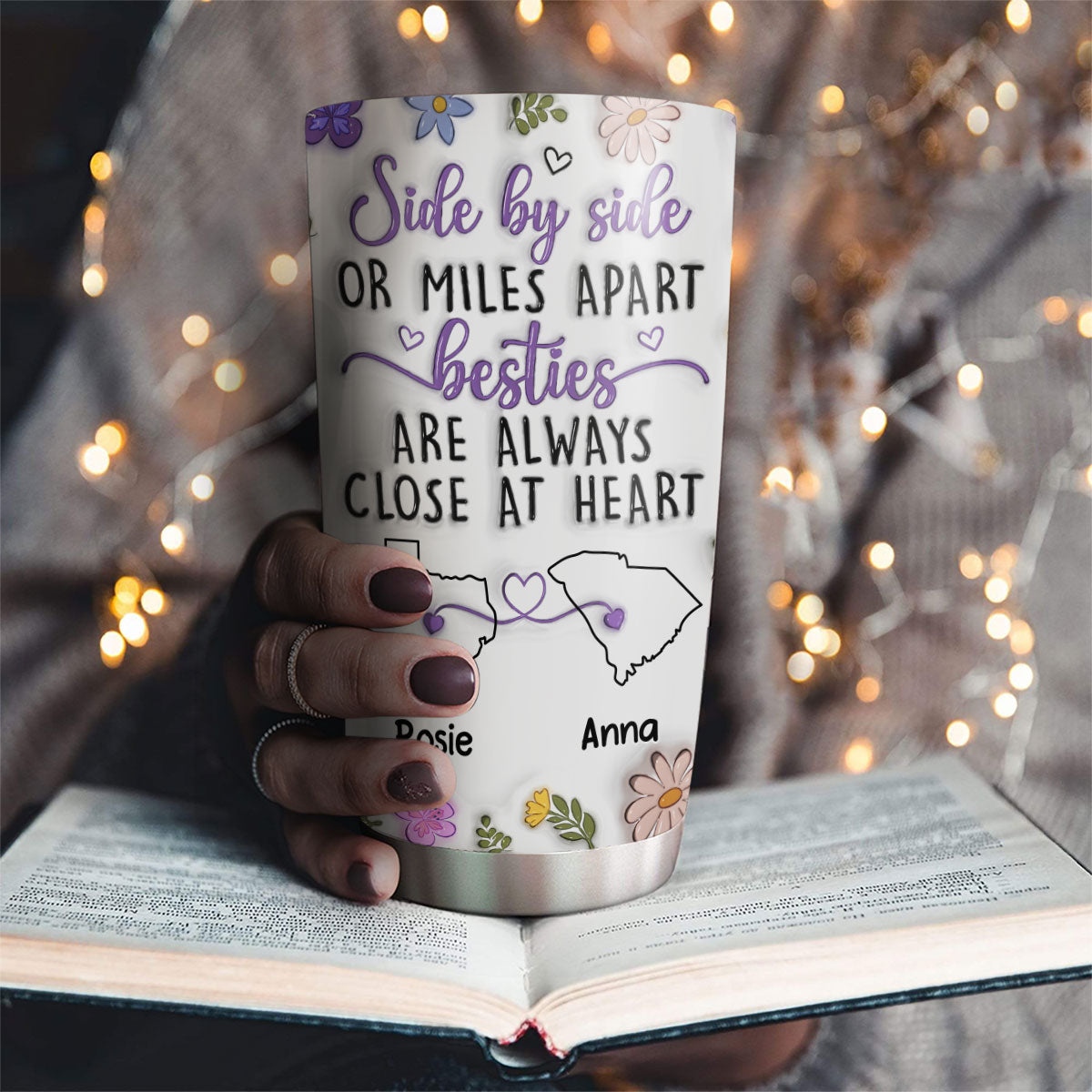 Besties Are Always Close At Heart - Personalized Custom 3D Inflated Effect Tumbler