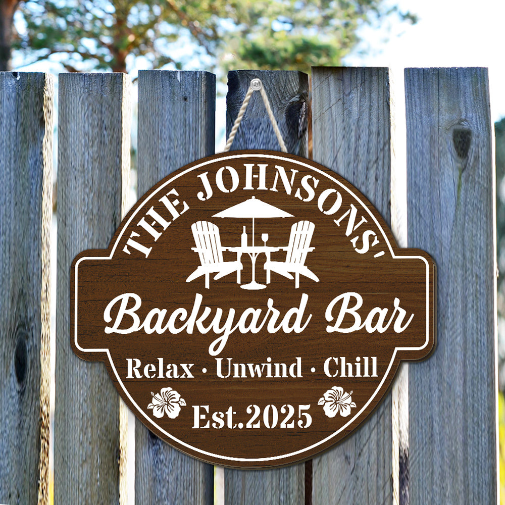 Welcome To Our Backyard Oasis - Personalized Custom Wood Sign