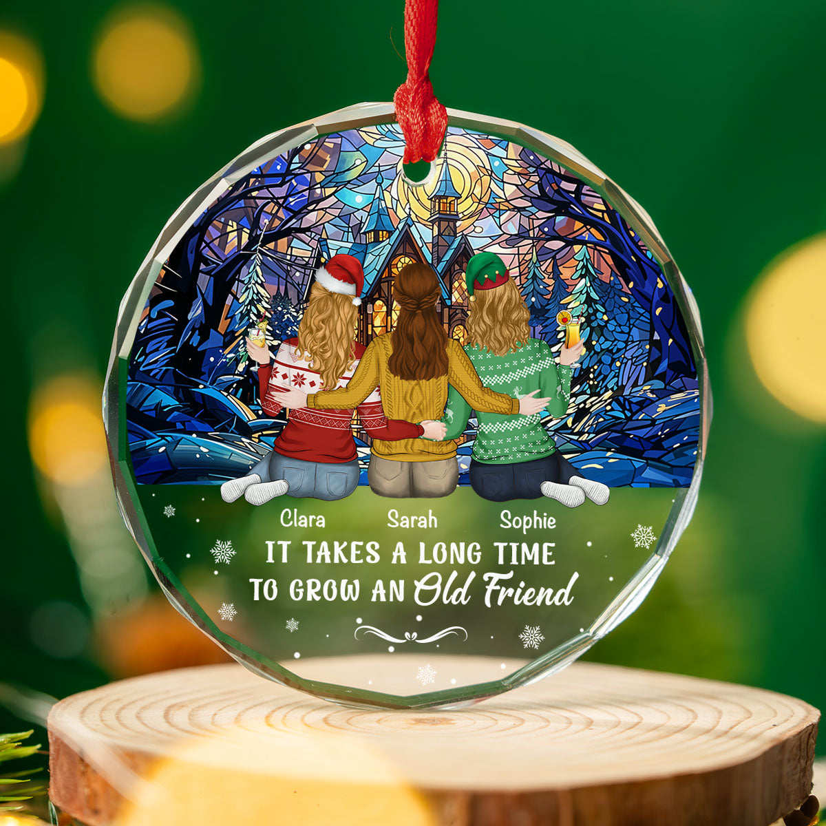 To Grow An Old Friend - Personalized Custom Glass Ornament