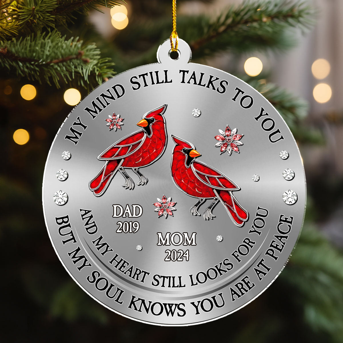 Cardinal Hummingbird My Mind My Heart My Soul - Personalized Custom Acrylic Ornament