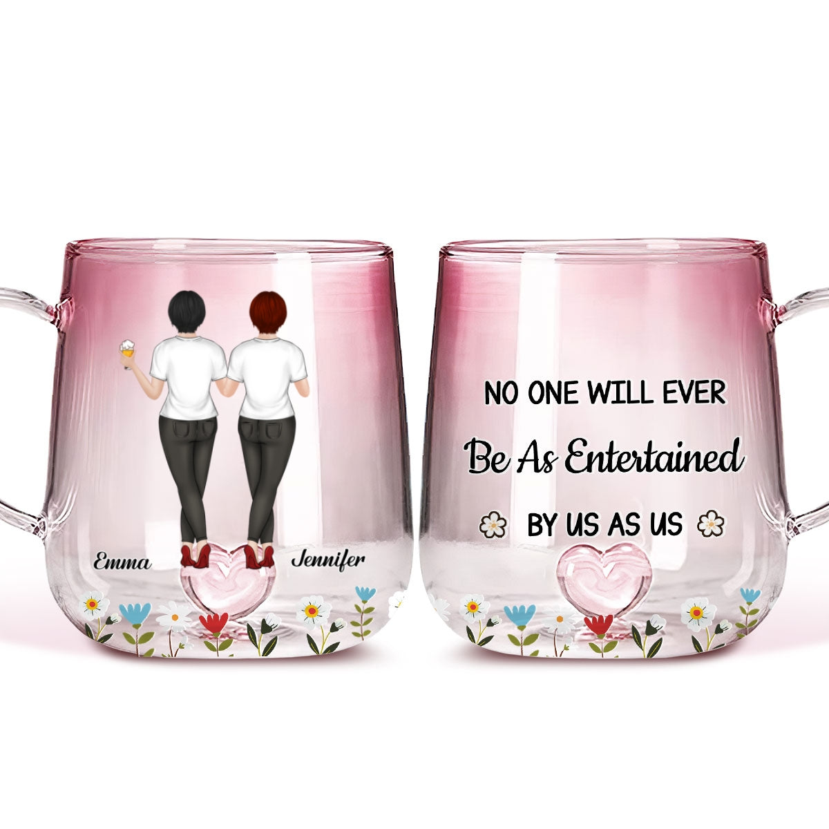 No One Like Us - Personalized Custom Pink Gradient Glass Mug