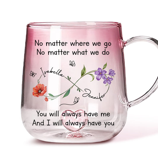 Bestie Always Beside You - Personalized Custom Pink Gradient Glass Mug