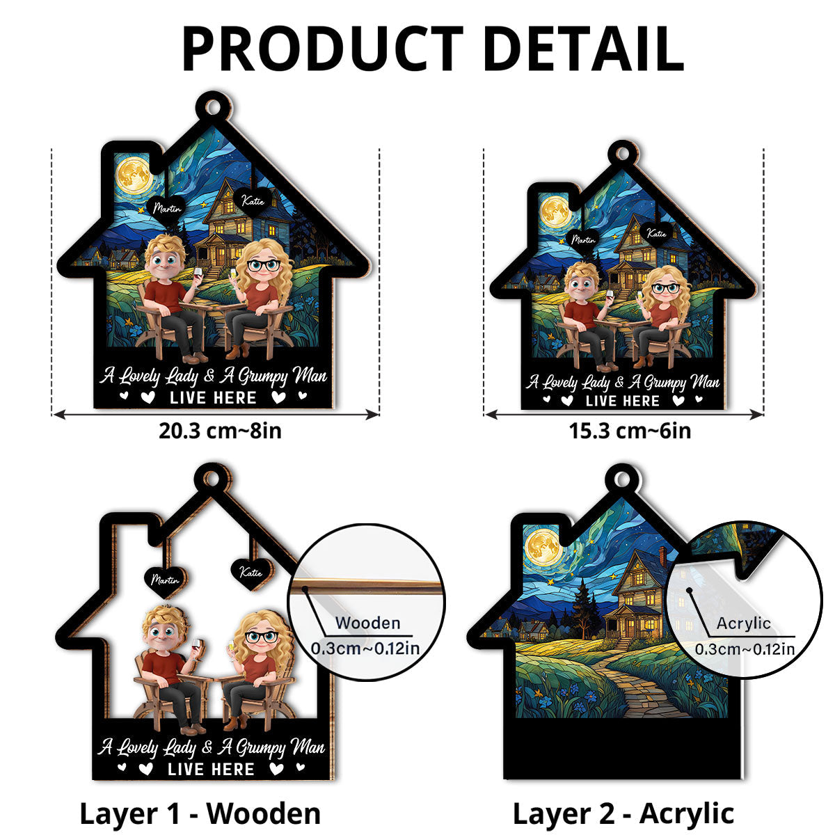 A Lovely Lady And A Grumpy Man - Personalized Custom Suncatcher