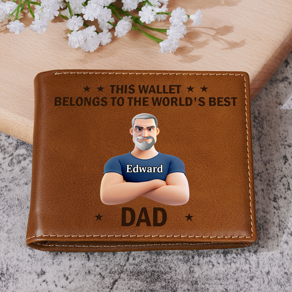 Belongs To The Best Dad - Personalized Custom Printed Men Leather Wallet