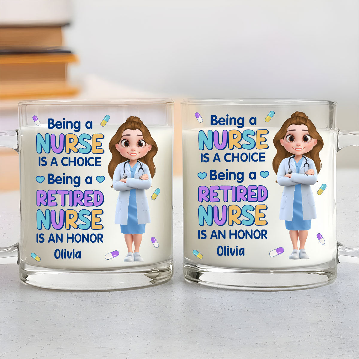 Retired Nurse Is An Honor - Personalized Custom Glass Mug