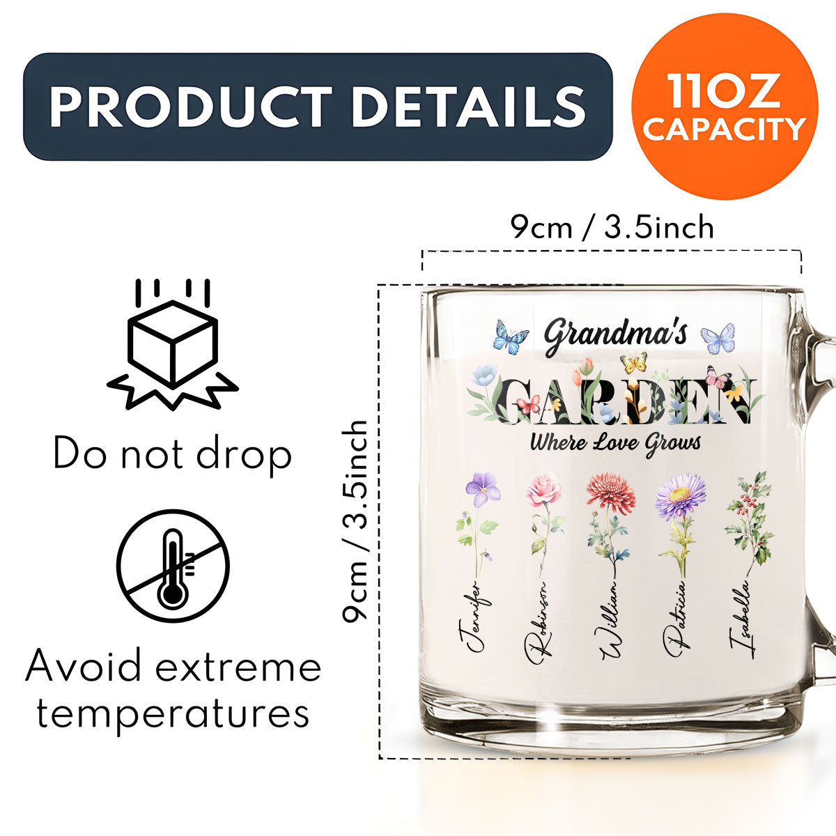 Grandma Garden - Personalized Custom Glass Mug