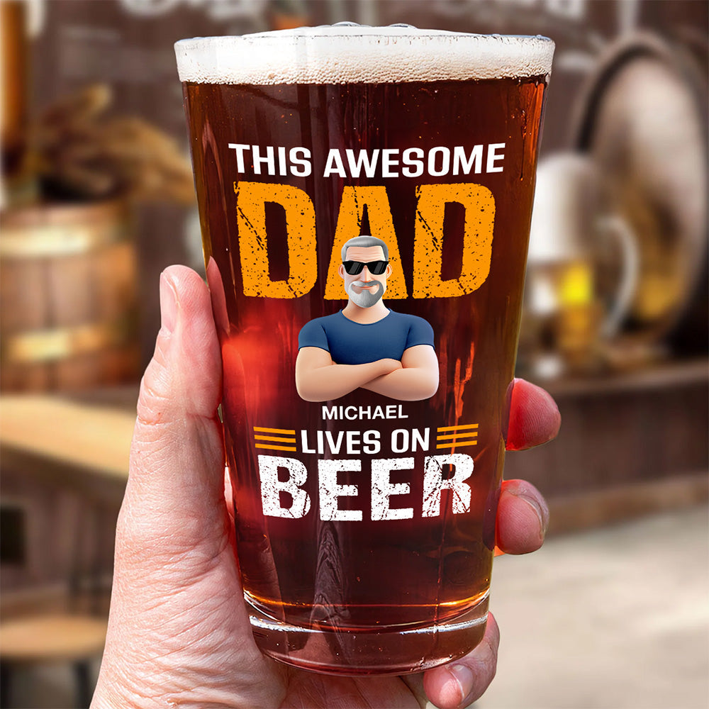 This Awesome Dad - Personalized Custom Beer Glass