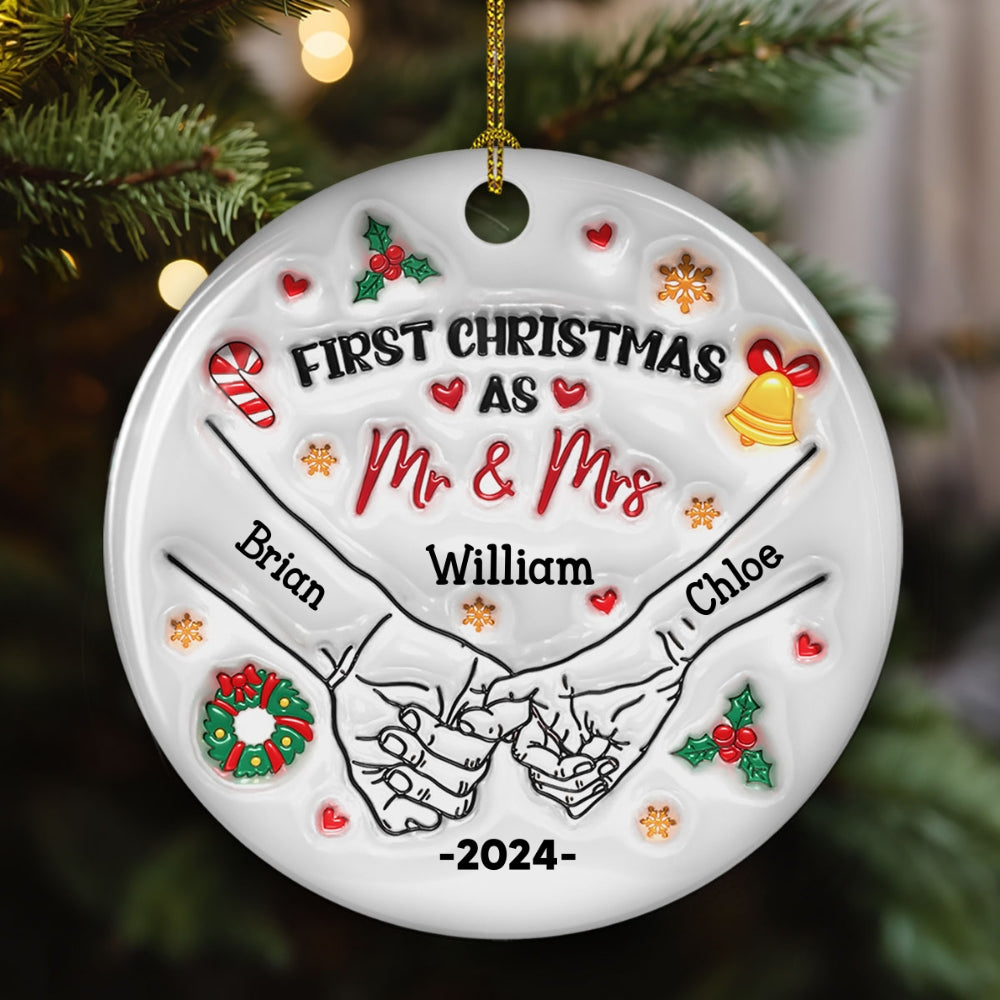 Our First Year - Personalized Custom 3D Inflated Effect Ceramic Ornament