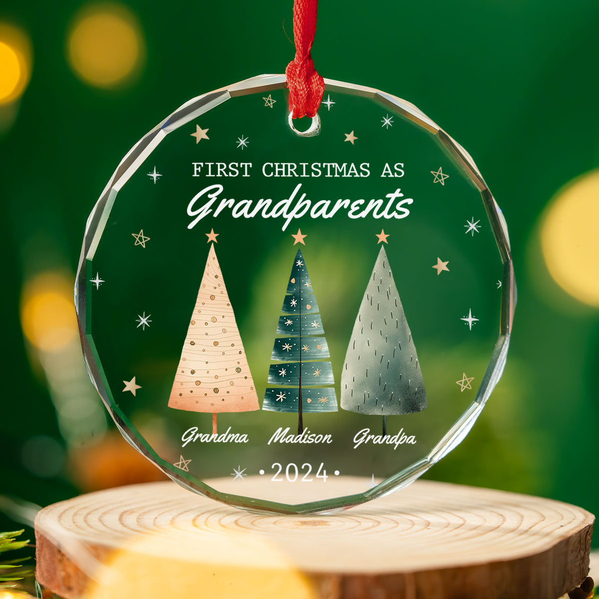 First Christmas As Grandparents - Personalized Custom Glass Ornament