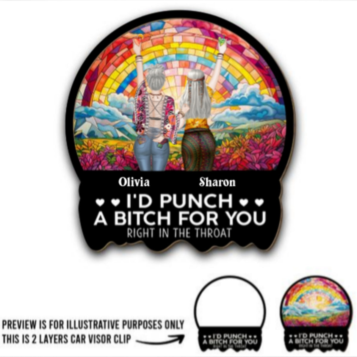 Right In The Throat Hippie - Personalized Custom Car Visor Clip