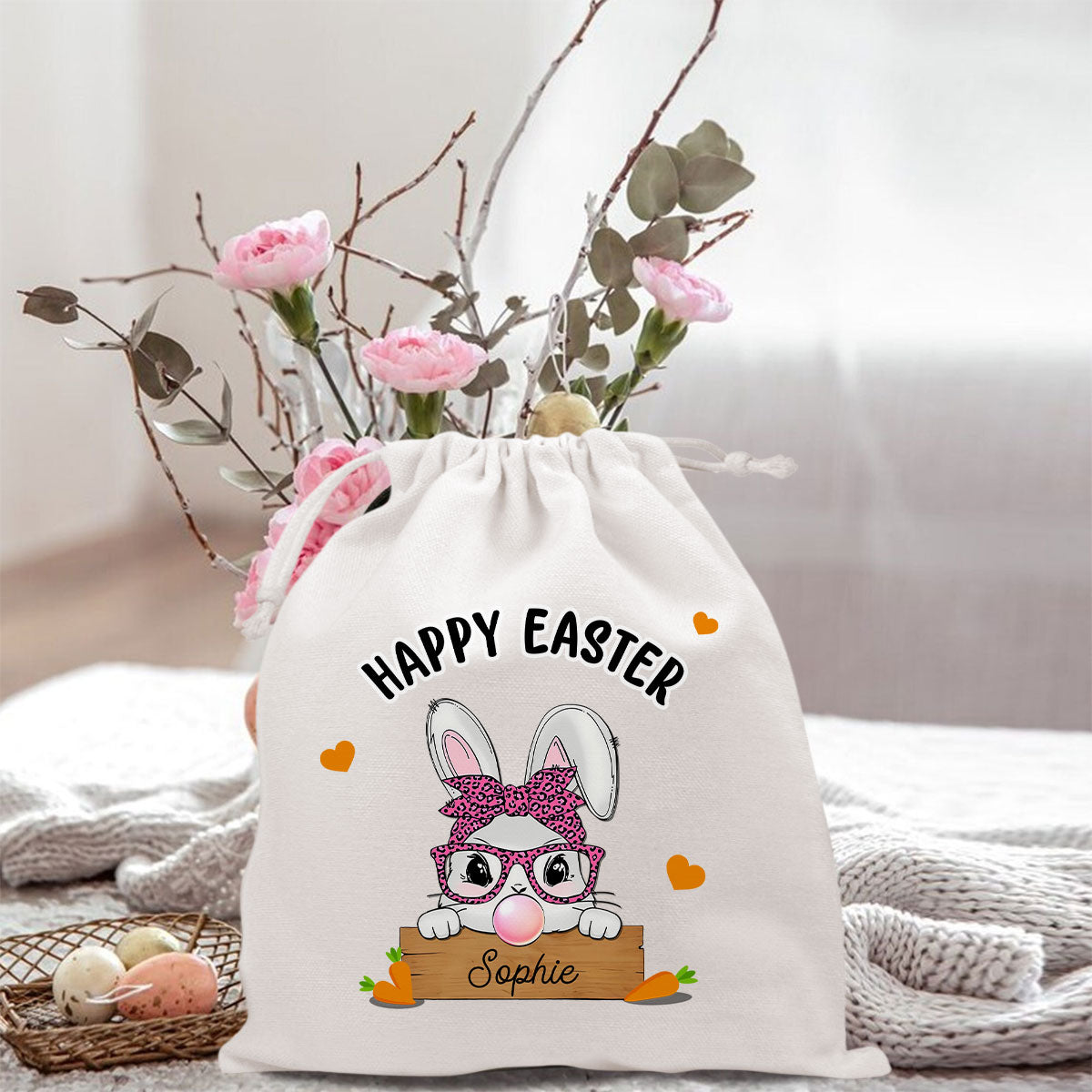 Happy Easter Cute Bunny - Personalized Custom Favor Bag