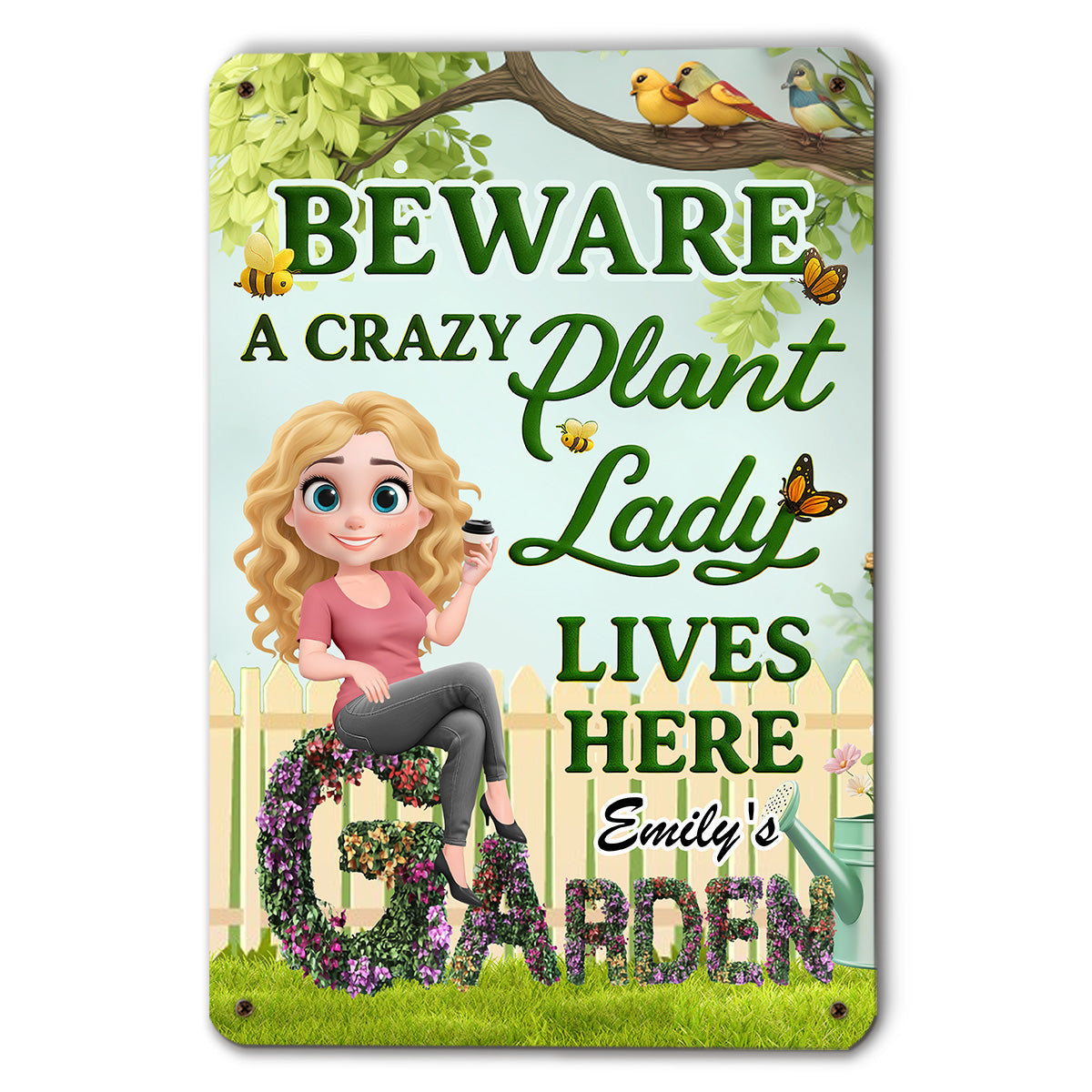 Crazy Plant Lady Garden - Personalized Custom Metal Sign