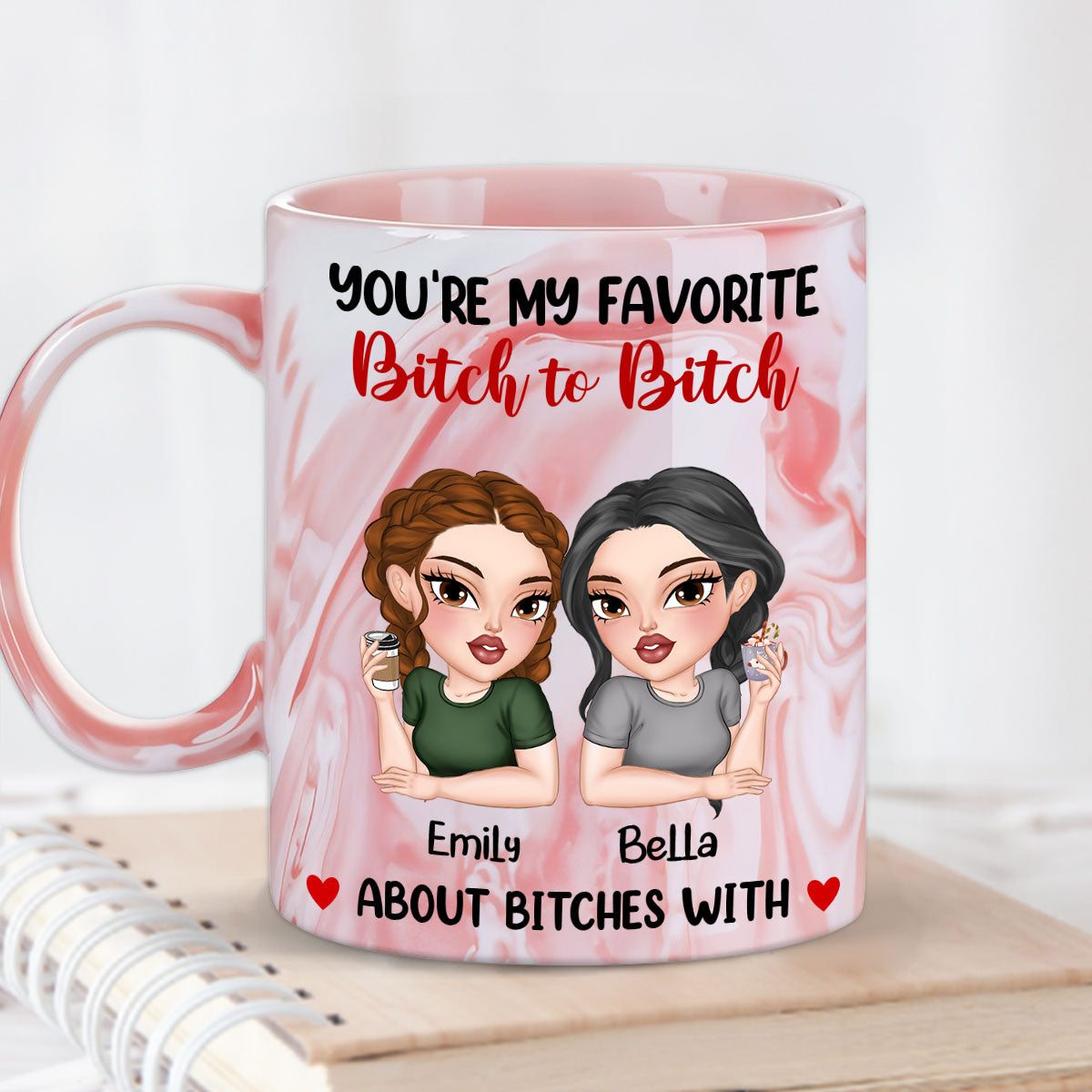 You Are My Go To Gossip Queen- Personalized Custom Pink Marble Mug