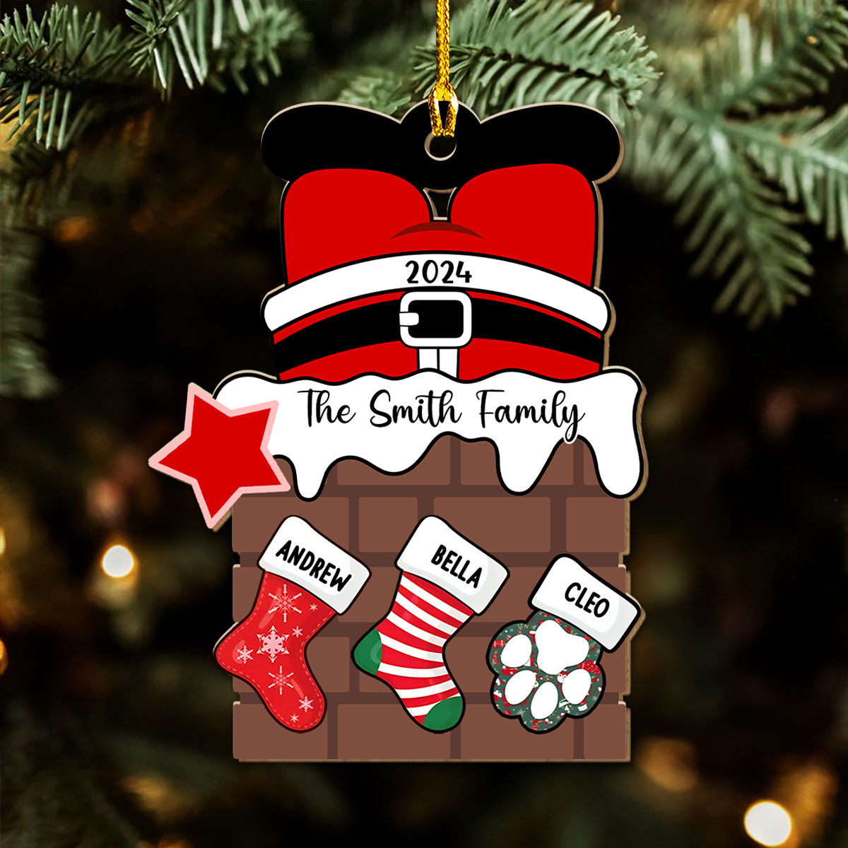 Santa Brings Gift To Us - Personalized Custom Wood Ornament
