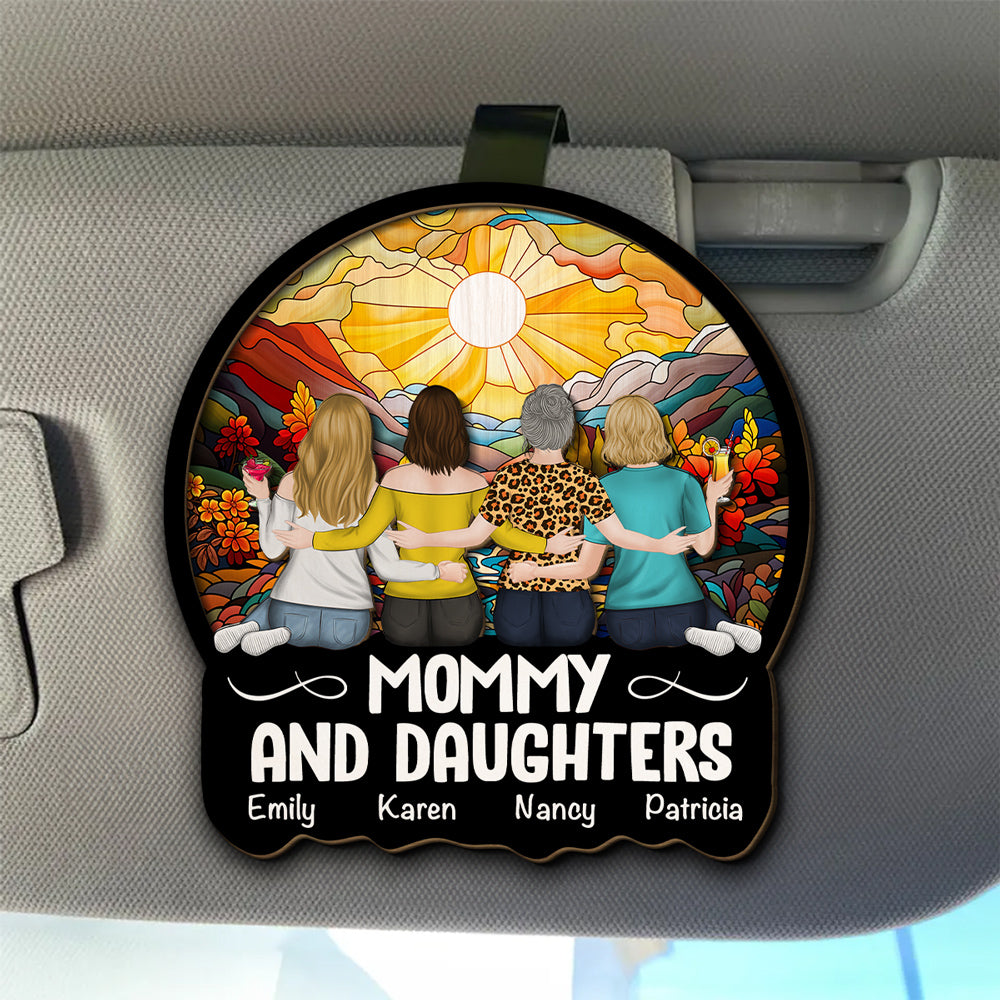 Mother And Daughter Sitting Together - Personalized Custom Car Visor Clip