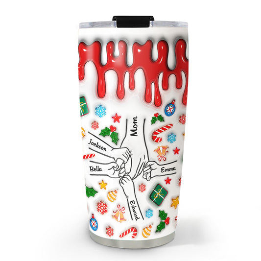 Mom, You Hold Our Hands And Our Hearts - Personalized Custom 3D Inflated Effect Tumbler