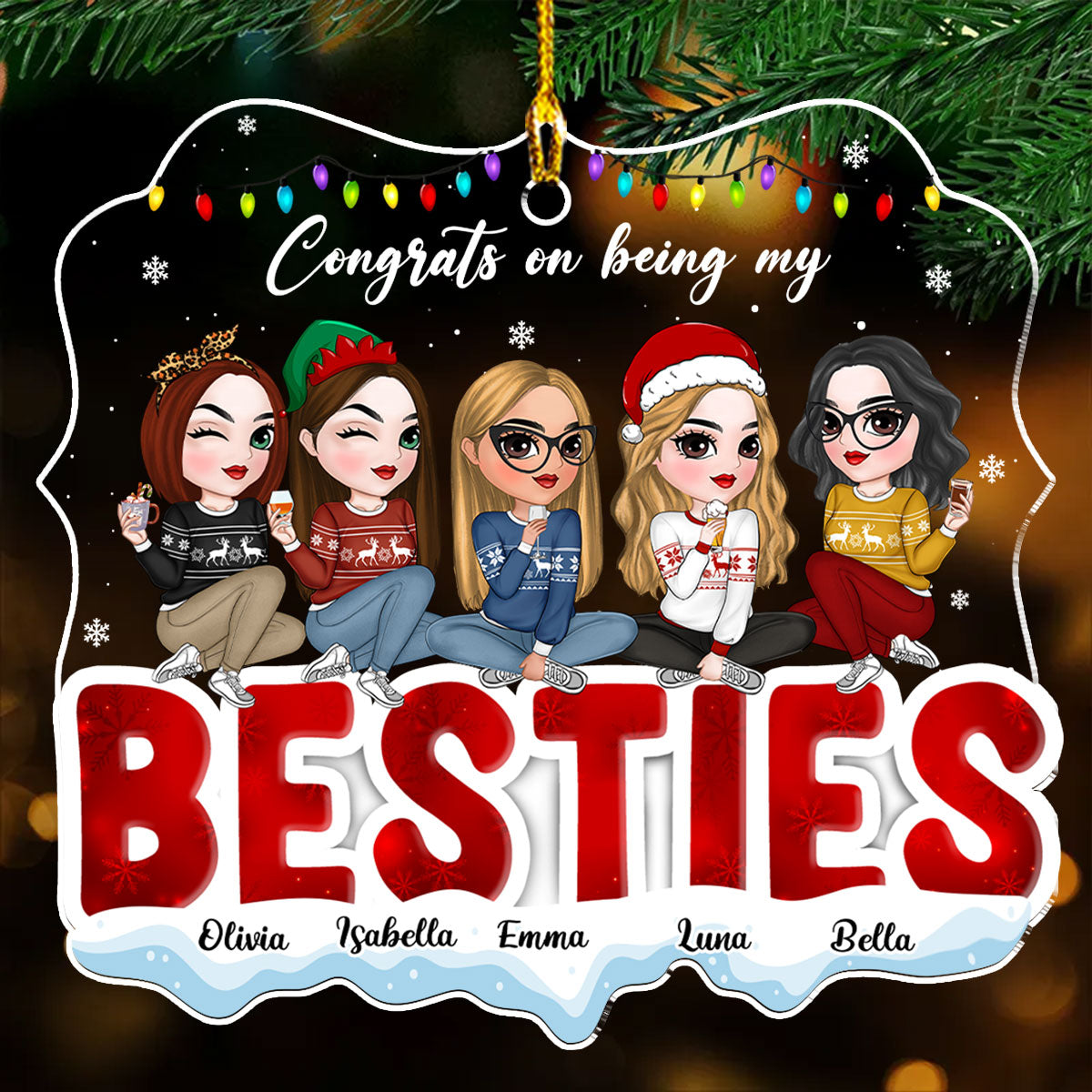 Lucky Bestie - Personalized Custom Acrylic Ornament