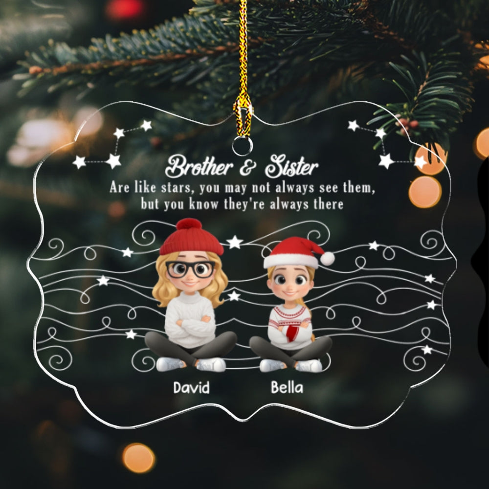 Siblings Are Like Bright Stars - Personalized Custom Acrylic Ornament