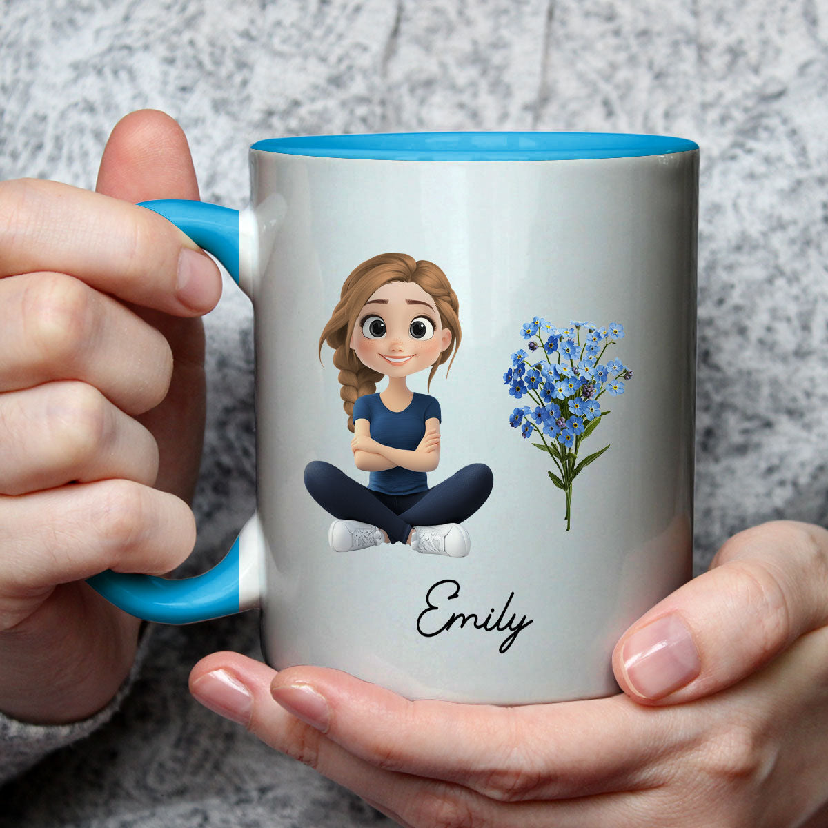 Cartoon Girl - Personalized Custom Accent Mug