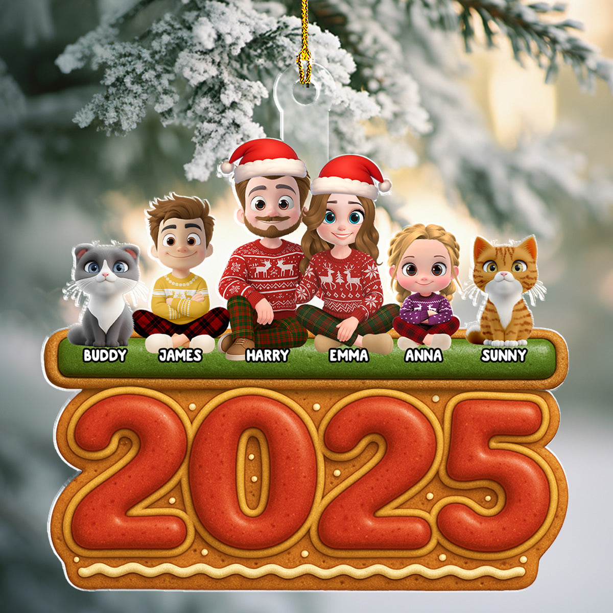 Our Family Cookies Cat Version - Personalized Custom Acrylic Ornament