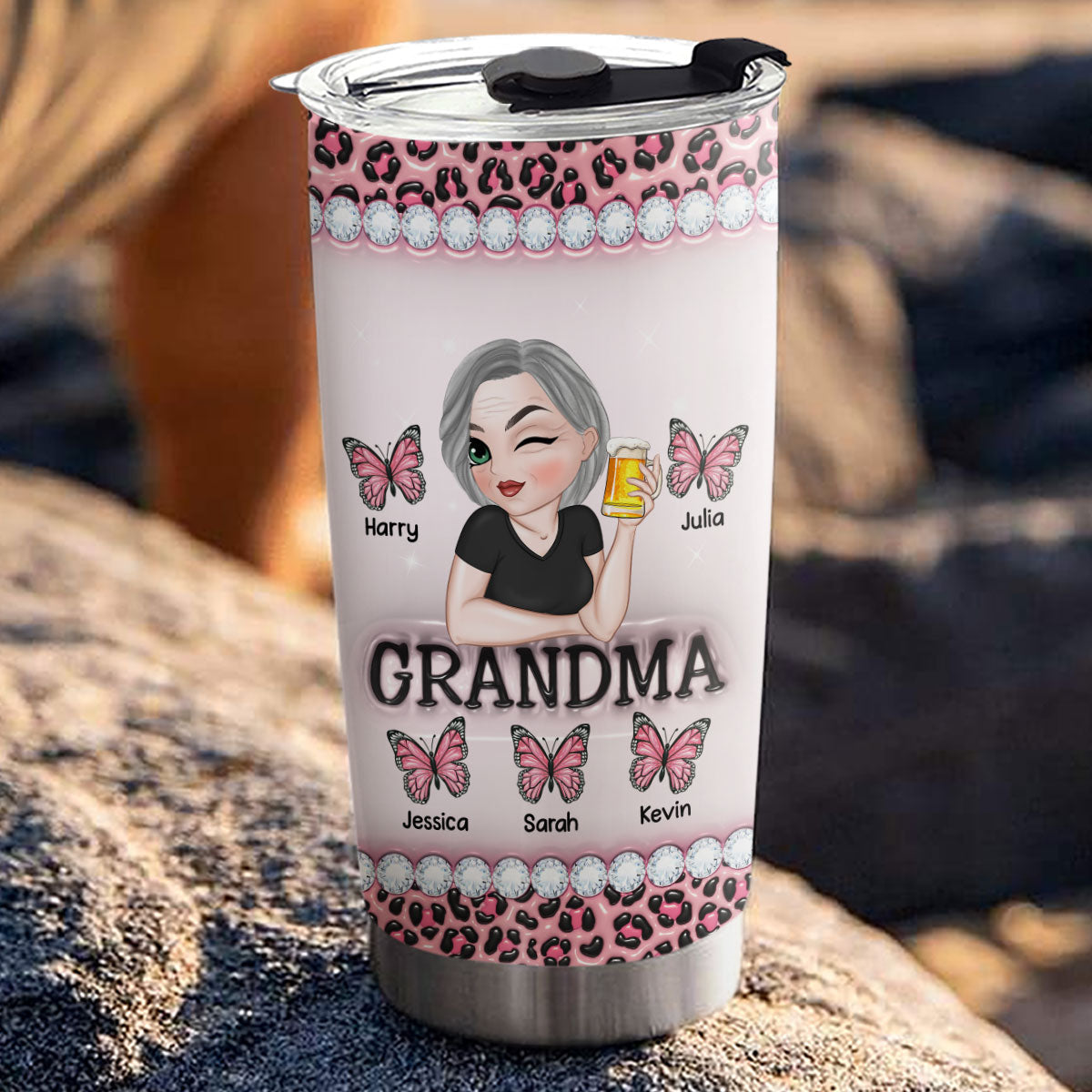 Grandma And Kids - Personalized Custom 3D Inflated Effect Tumbler