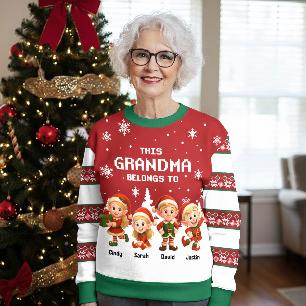 This Grandma Belongs To - Personalized Custom All-Over-Print Sweatshirt