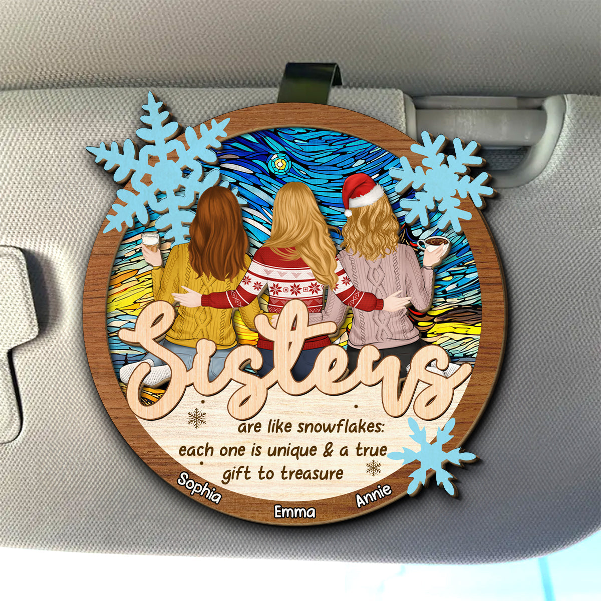Sisters Are Like Snowflakes - Personalized Custom Car Visor Clip