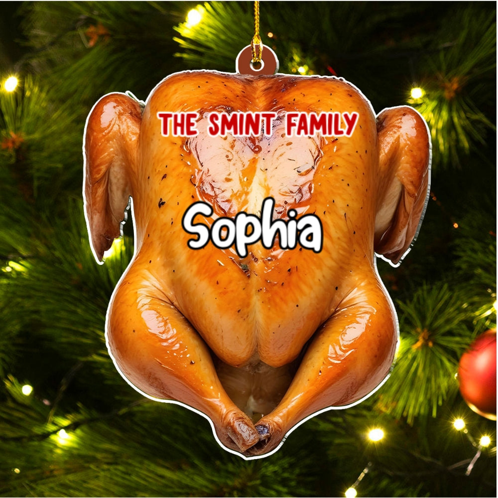 Family Chicken Merry Christmas - Personalized Custom Acrylic Ornament