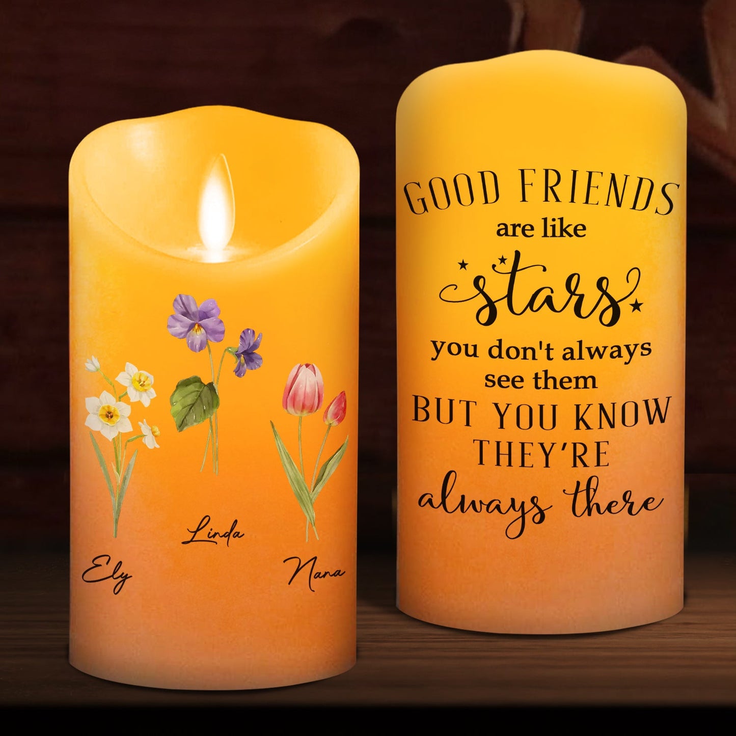 Friends Like Stars - Personalized Custom LED Candle