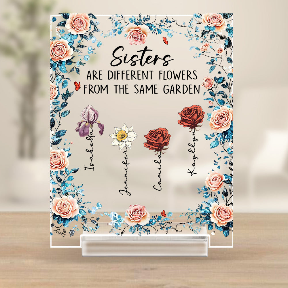 Sisters Fill The World With Beauty - Personalized Custom Acrylic Plaque With Base