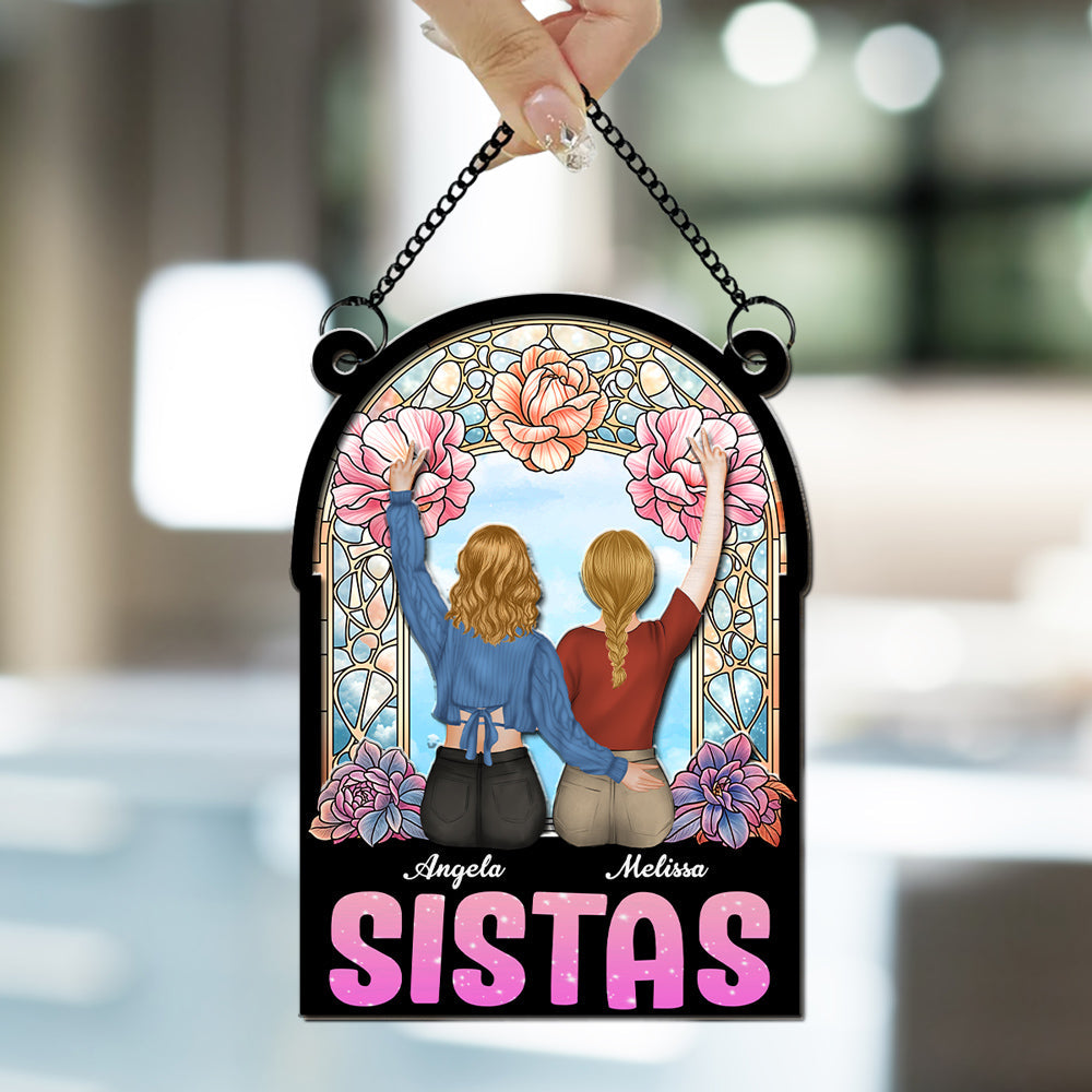 Bestie Sitting Together - Personalized Custom Suncatcher